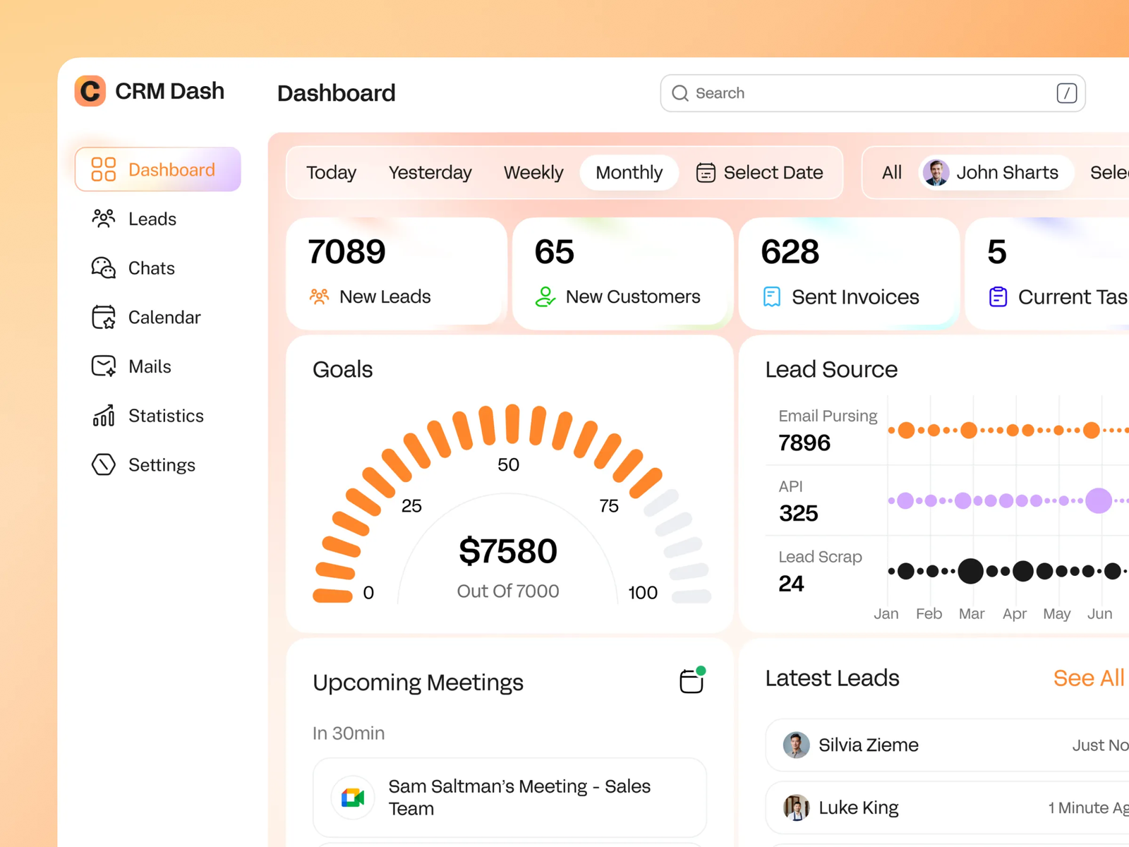 CRM Sales Dashboard Illustration